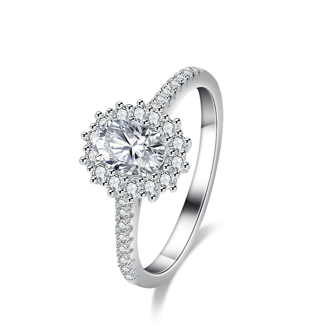Moissanite Engagement Ring 1 Carat - Cincin Moissanite Alien untuk Wanita, Set