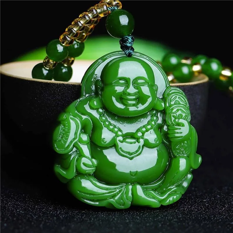 Cina Green Jade Maitreya Buddh - Necklaces ulasan dan harga