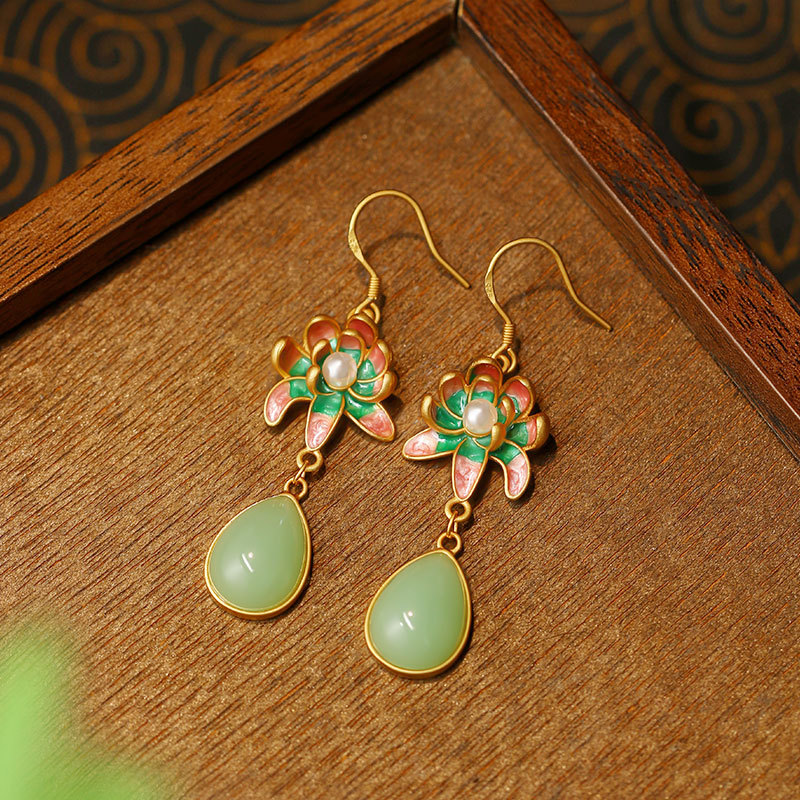 Anting Tetesan Air Batu Giok A - Earrings ulasan dan harga