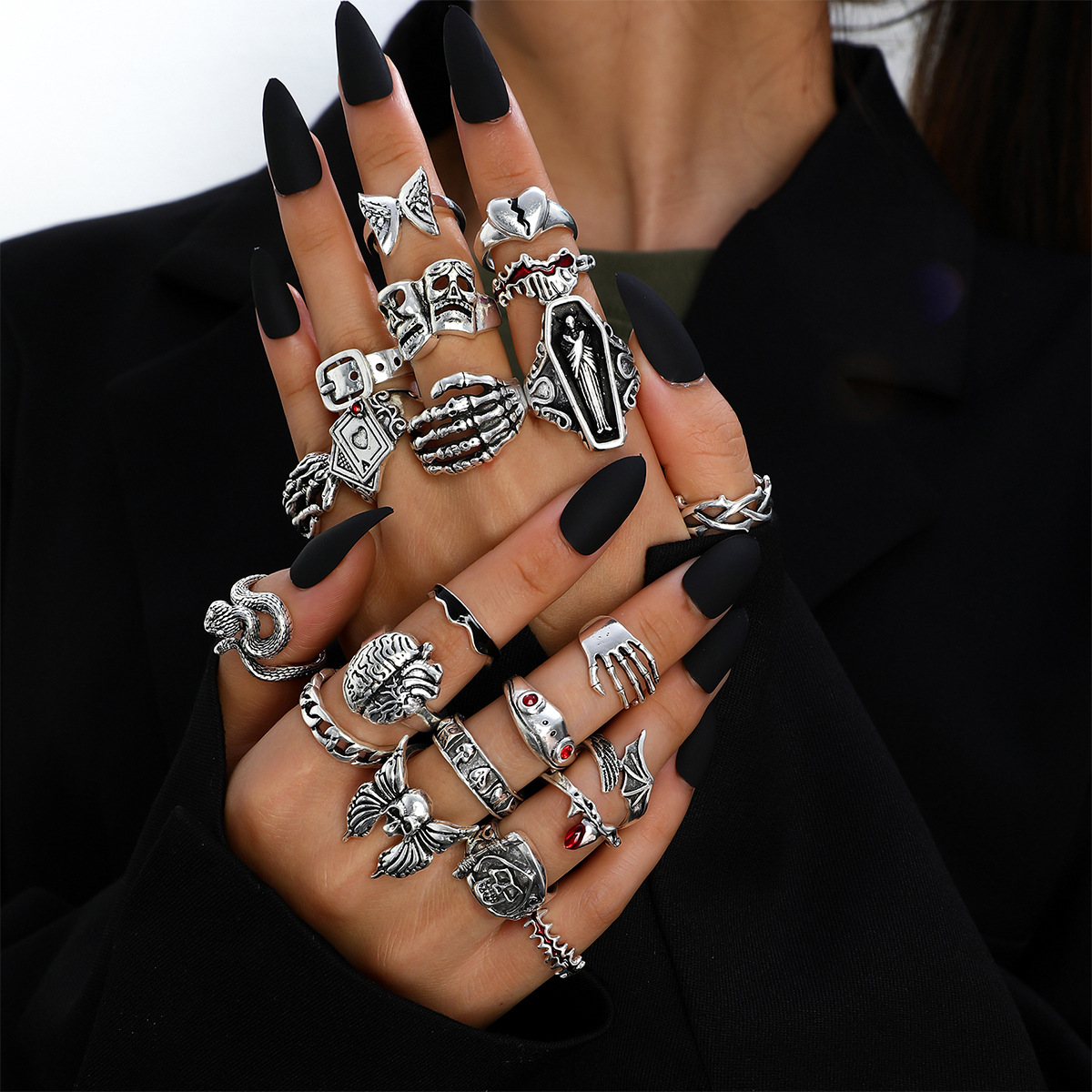 23 Buah Set Cincin Jari dengan - Vintage Punk Knuckle Rings Set ulasan dan harga