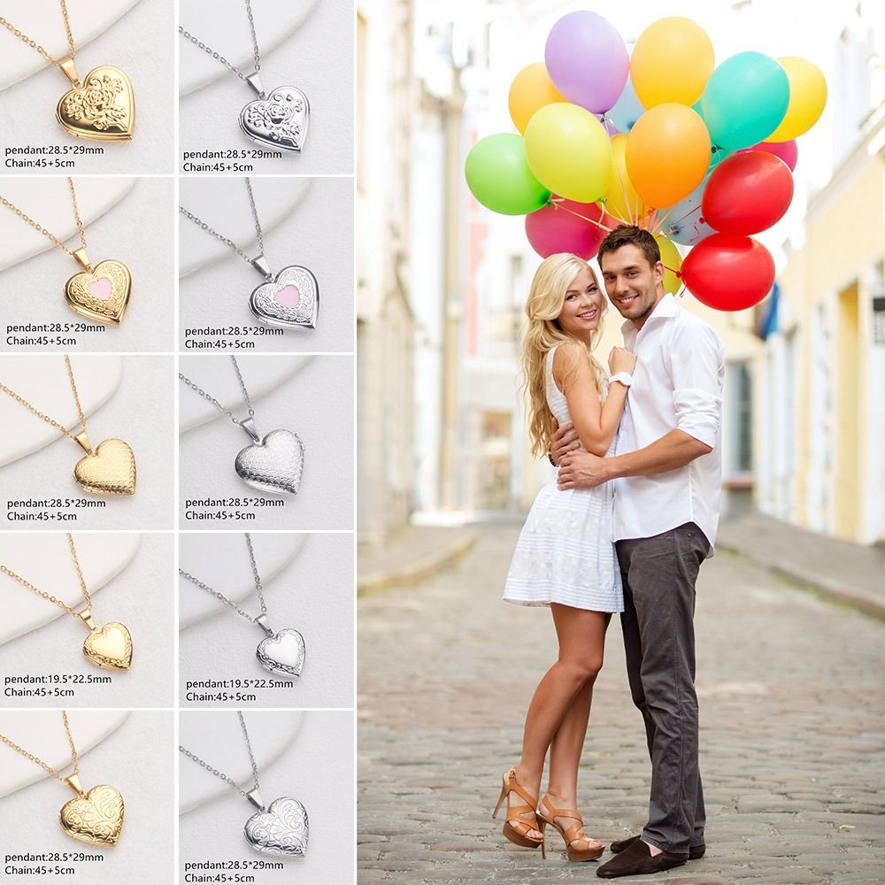 DIY kalung foto gambar kalung  - Heart Locket Necklace Photo ulasan dan harga